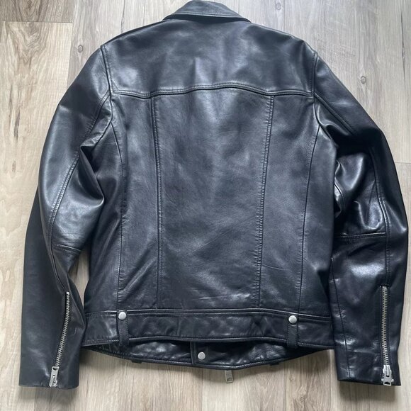 AllSaints  Men’s Brett Leather Double Rider Jacket  Size S Black Moto Motorcycle - Picture 9 of 13